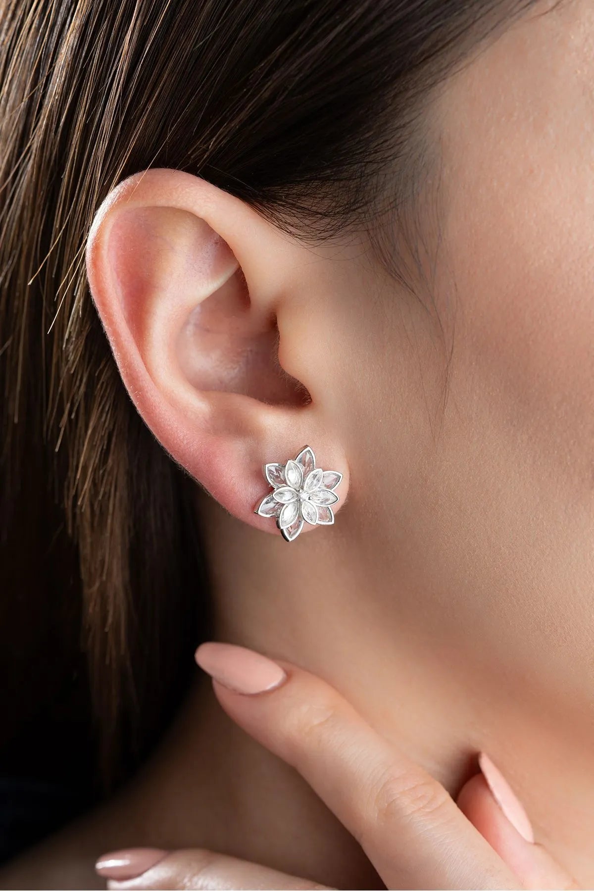 Boucles d'oreilles Lotus - 925 Silver & Zirconia