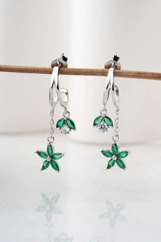 Boucles d'oreilles Green Lotus - 925 Silver & Zirconia