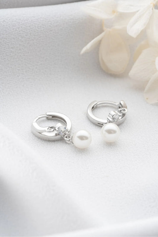 Boucles d'oreilles duo de perles - 925 Silver & Zirconia
