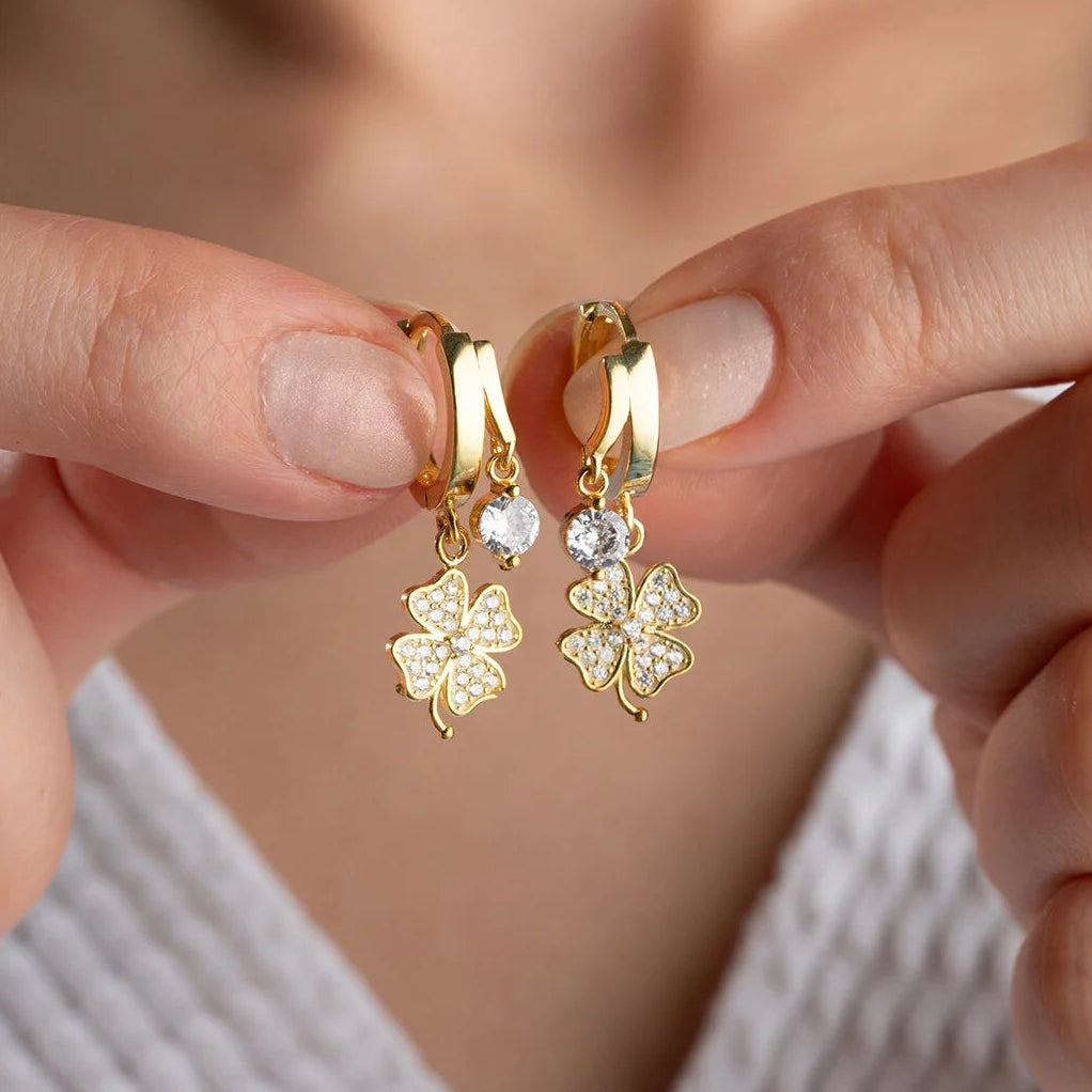 Boucles d’oreilles Trèfle à Quatre Feuilles – Argent 925