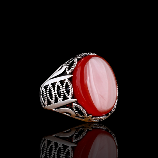 Bague pour homme en argent avec pierre d'agate