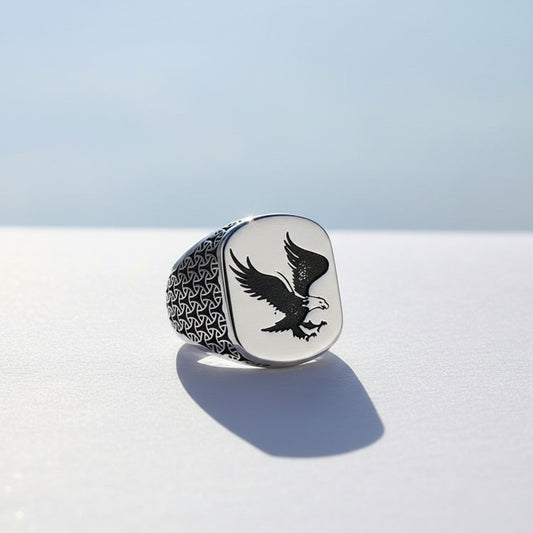 925 Anneau d'hommes en argent sterling avec motif d'aigle