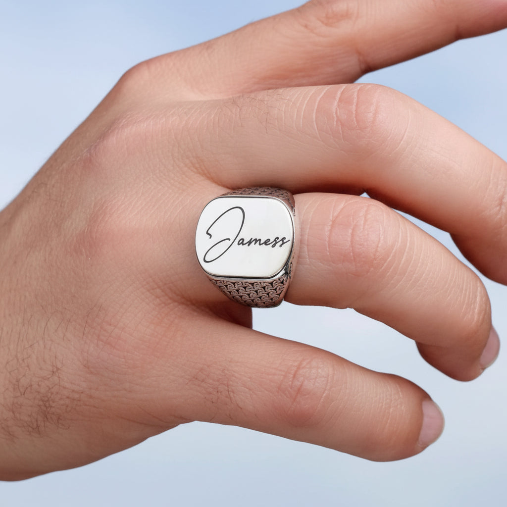 925 Anneau d'hommes en argent sterling avec son propre nom Gravure -1