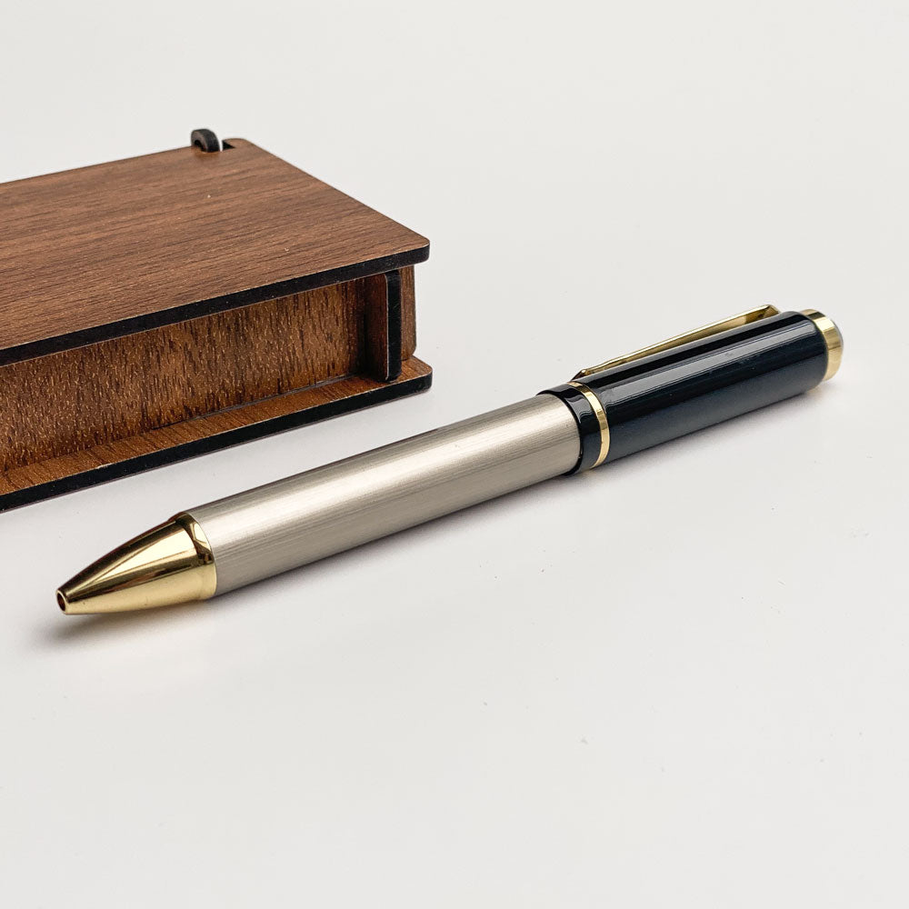 Cadeau pour maître et ensemble d'écriture avec boîte en bois gravée