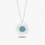 Turquoise Steen Zon Zilveren Ketting