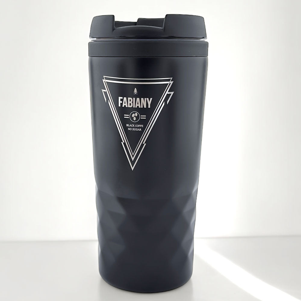 Tasse thermos graphique avec texte -D24