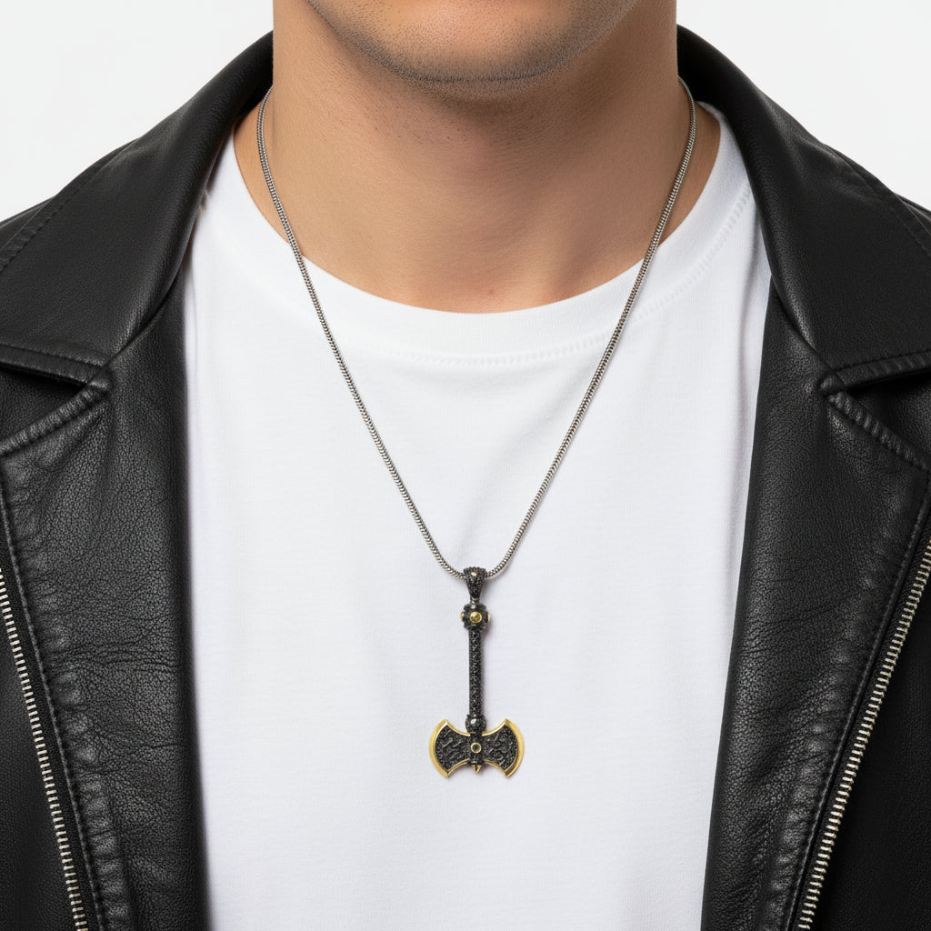 Par LYDIAN Collier en argent avec pendentif hache ARLNM008