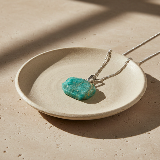 Pendentif amazonite avec chaîne