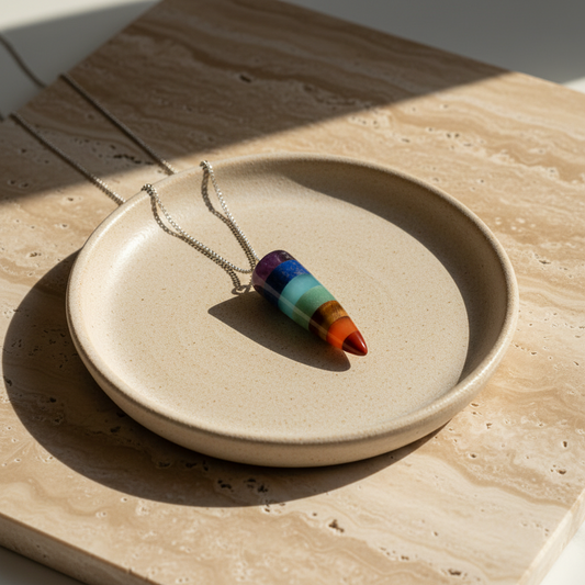 Pendentif 7 chakras avec chaîne