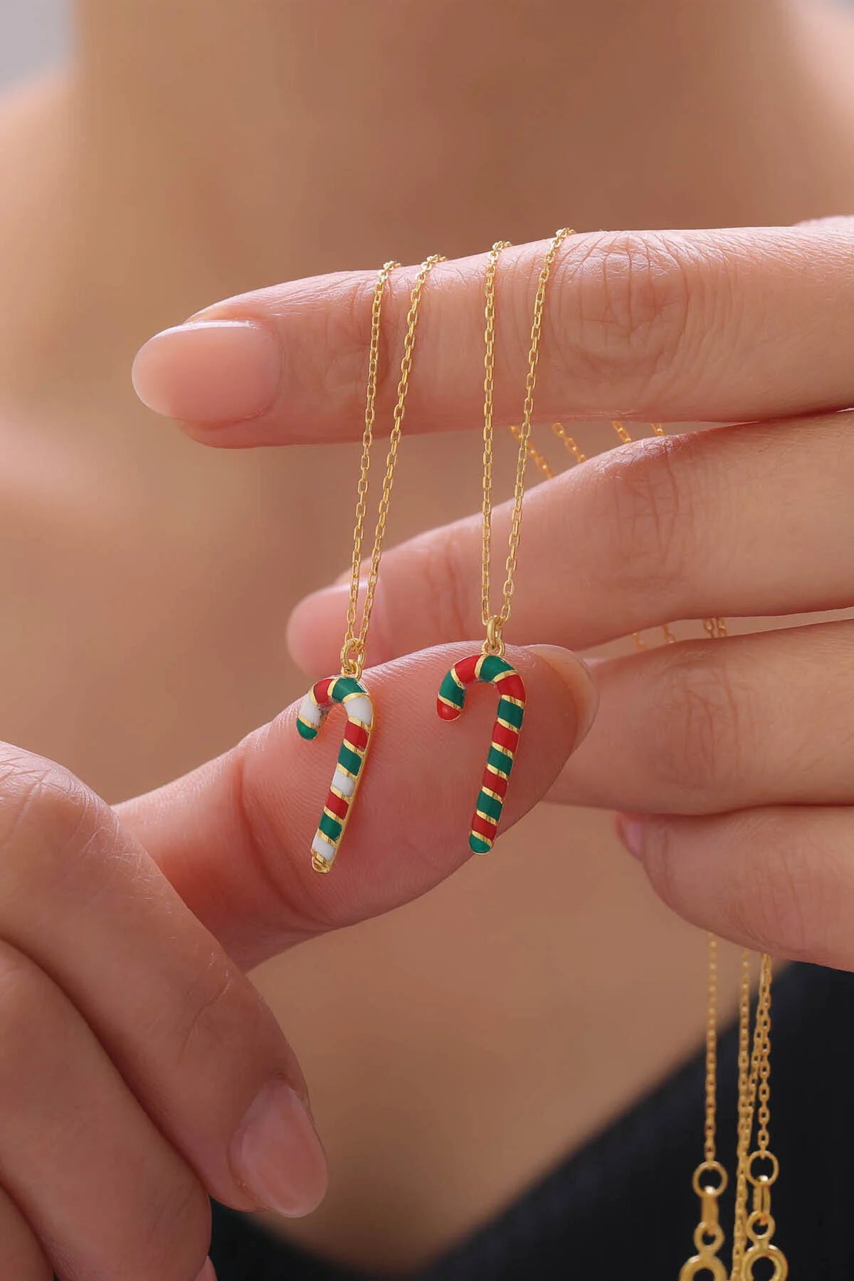 CandyJoy - Collier de canne en sucre de Noël en argent sterling 925 – Choix de couleurs