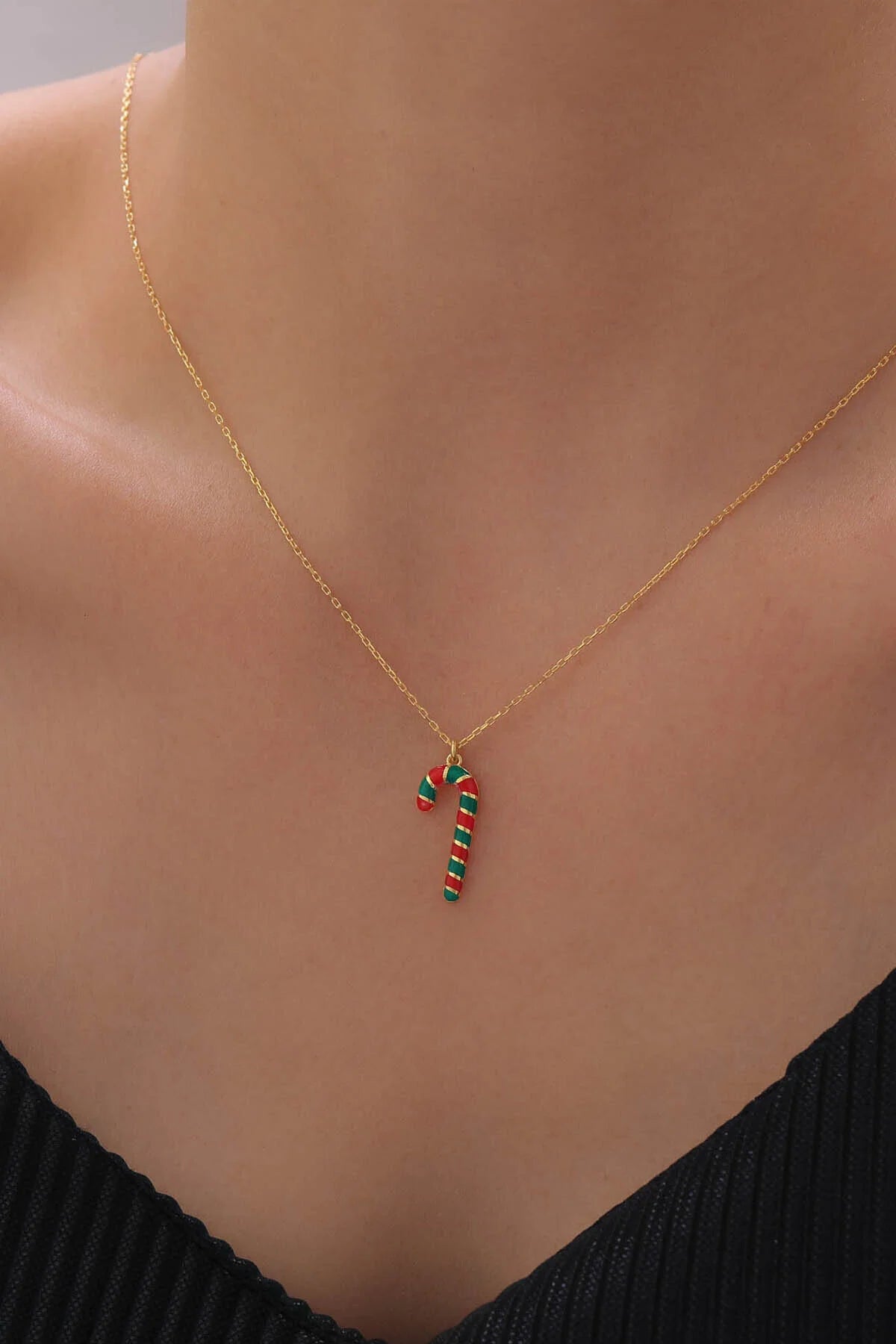 CandyJoy - Collier de canne en sucre de Noël en argent sterling 925 – Choix de couleurs