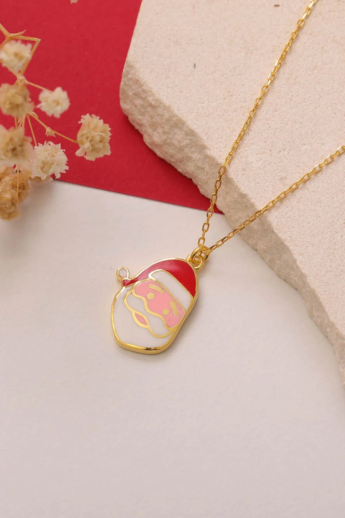 Collier pendentif Père Noël en argent sterling 925