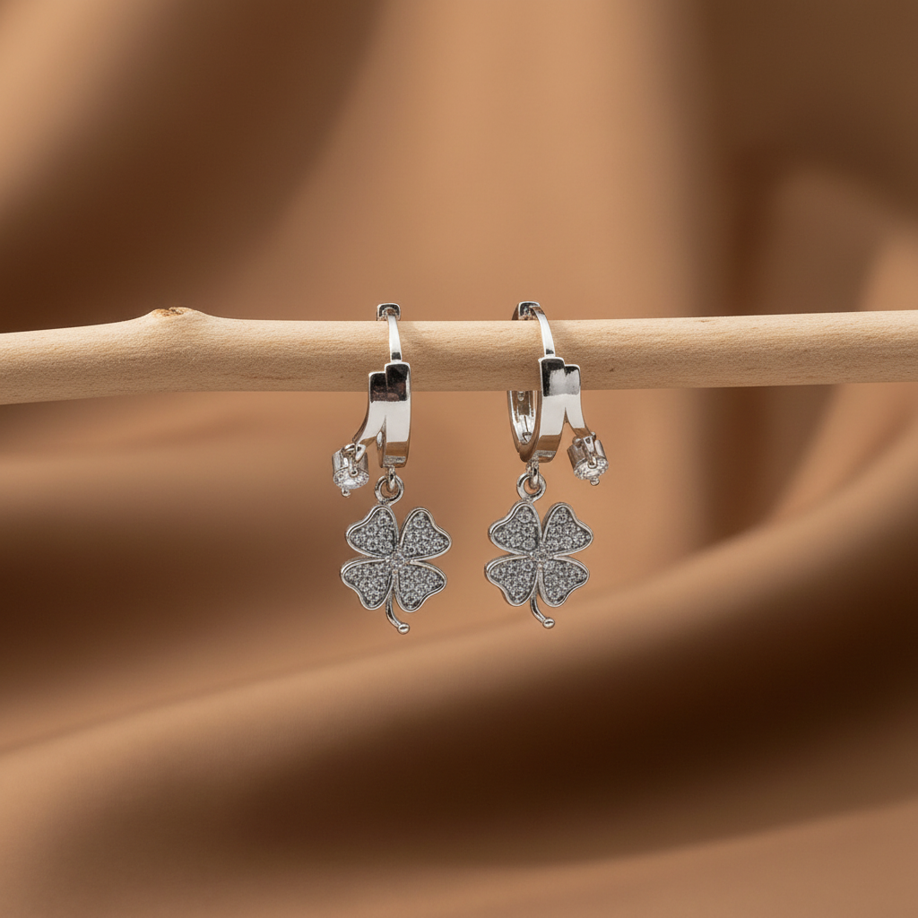 Boucles d’oreilles Trèfle à Quatre Feuilles – Argent 925