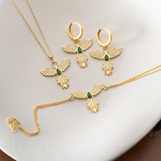 Ensemble en argent avec motif phénix