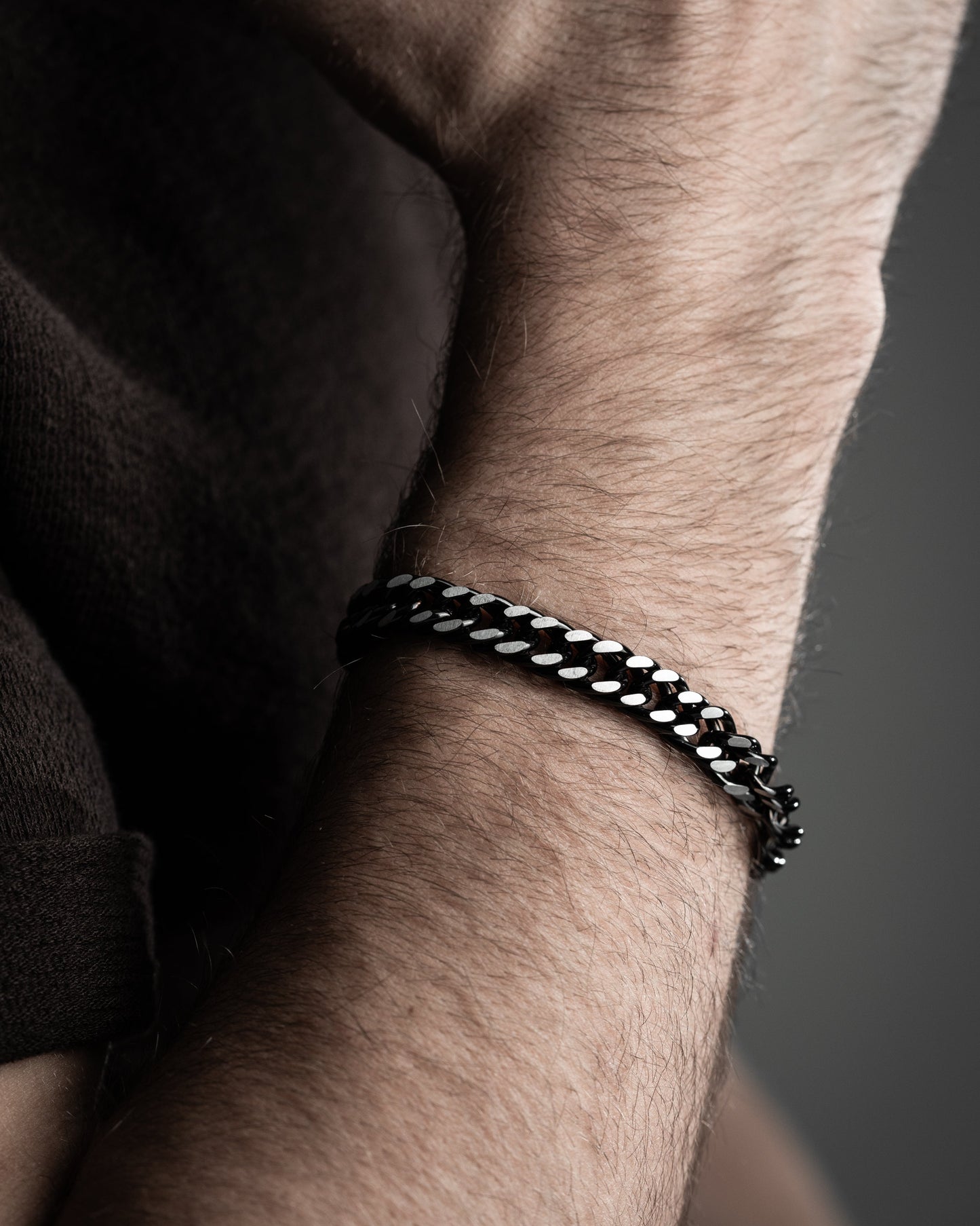 Zwarte Stalen Herenarmband