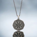 Pendentif amulette Vegvisir Rune avec chaîne - Argent sterling 925