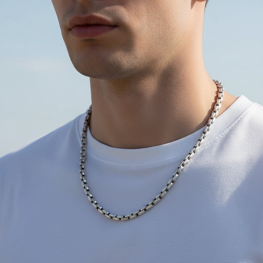 Chaîne corde pour homme en argent sterling 925 – 63 cm