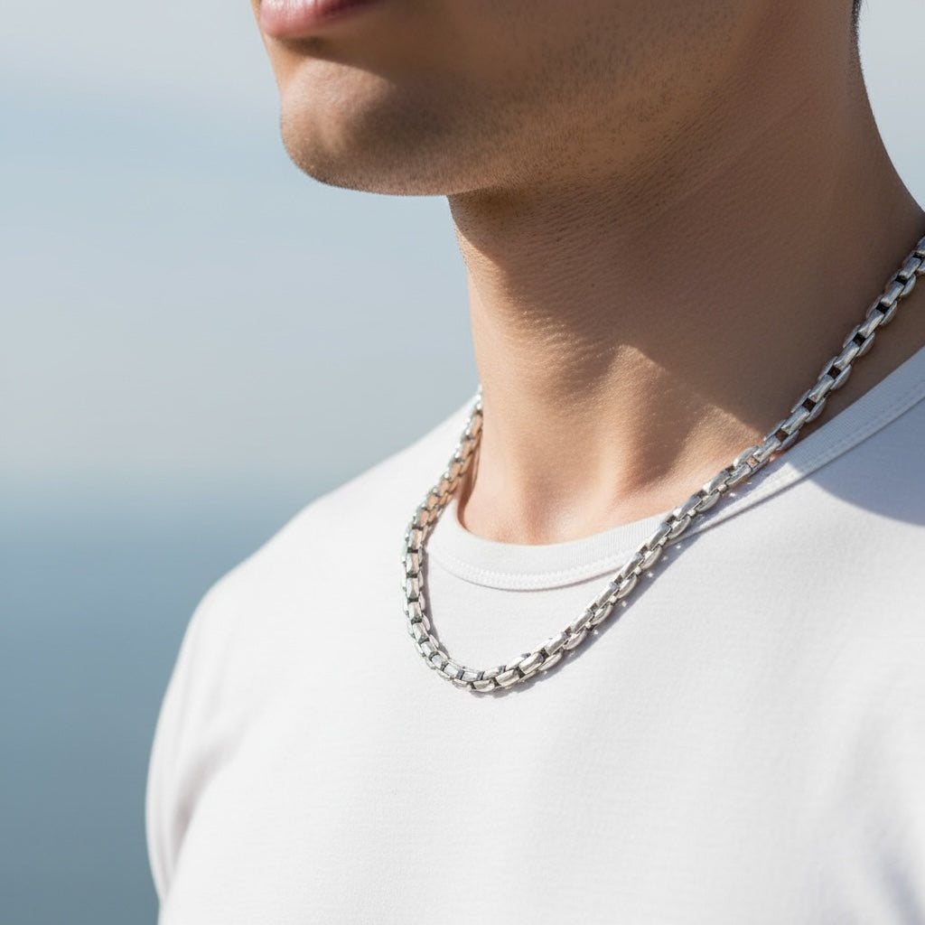 Chaîne corde pour homme en argent sterling 925 – 63 cm