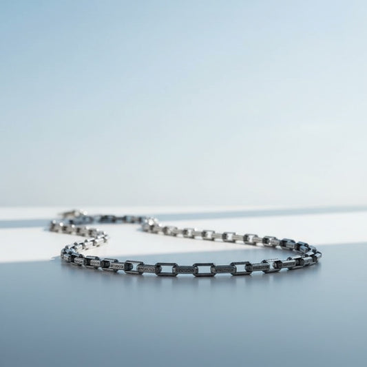 Collier corde pour homme oxydé en argent sterling 925