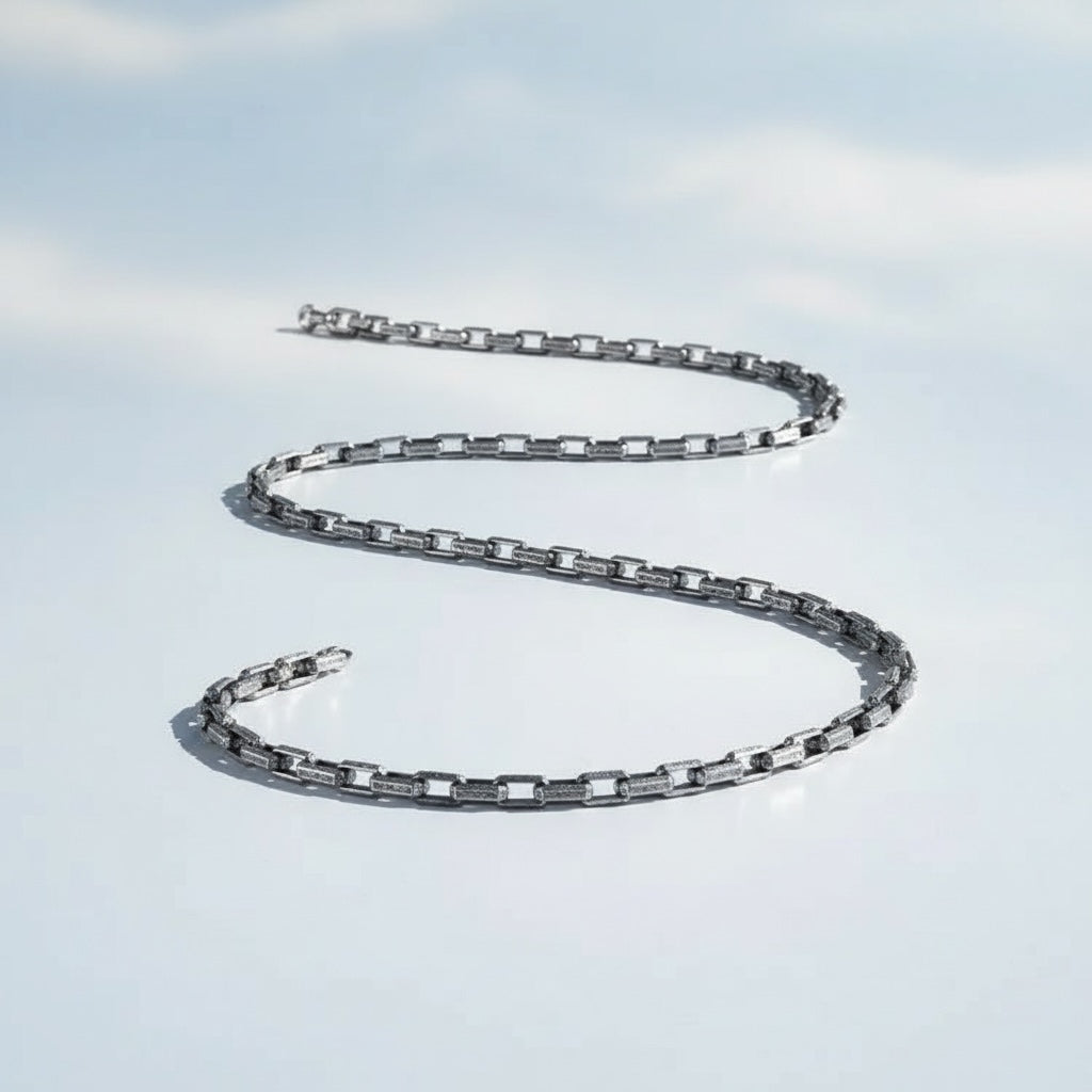 Collier corde pour homme oxydé en argent sterling 925