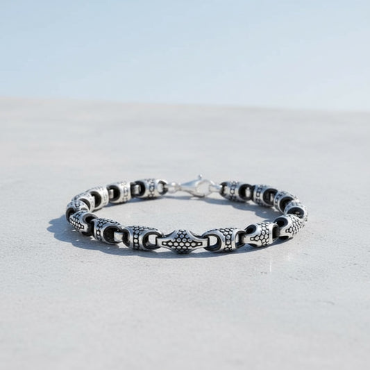 Bracelet en argent 925 écailles sombres pour homme