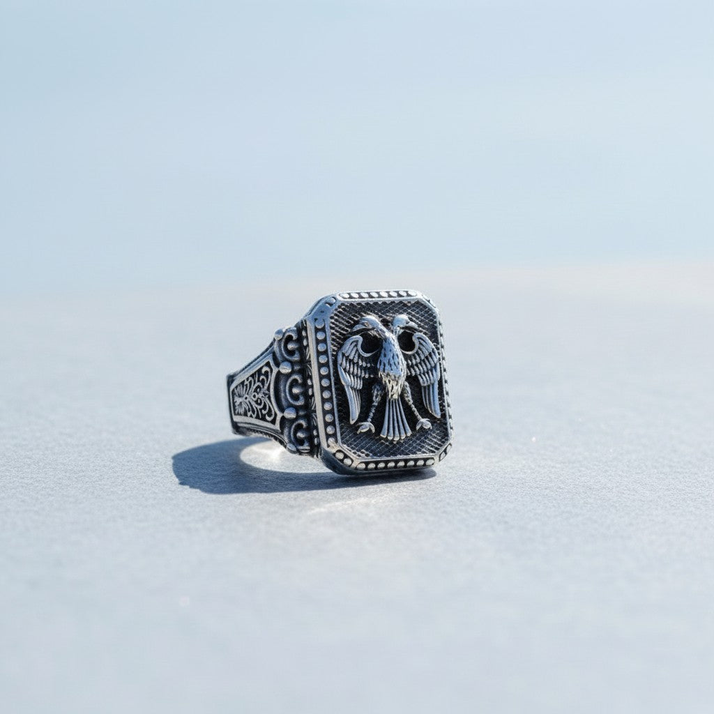 925 Sterling Zilveren Herenring met Seltsjoekse Adelaar