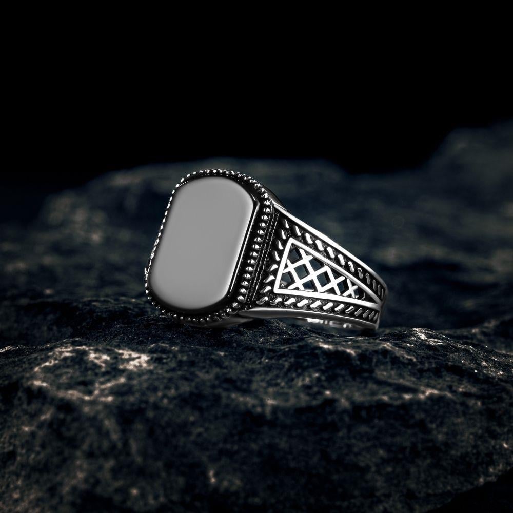 Herenring van 925 Zilver met Onyx Steen