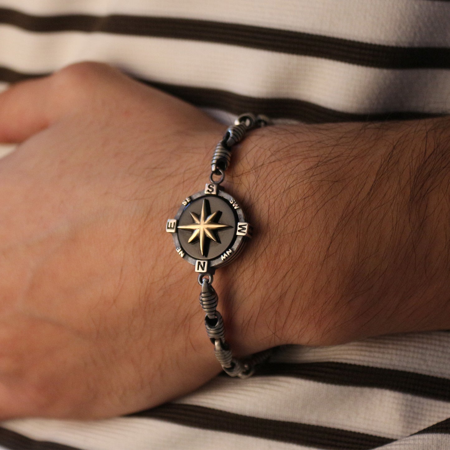 Kompas Herenarmband | 925 Zilver