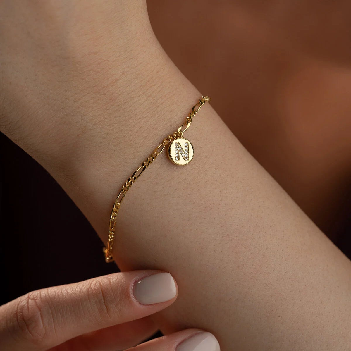 Bracelet Chaîne Figaro avec Initiale | Argent 925