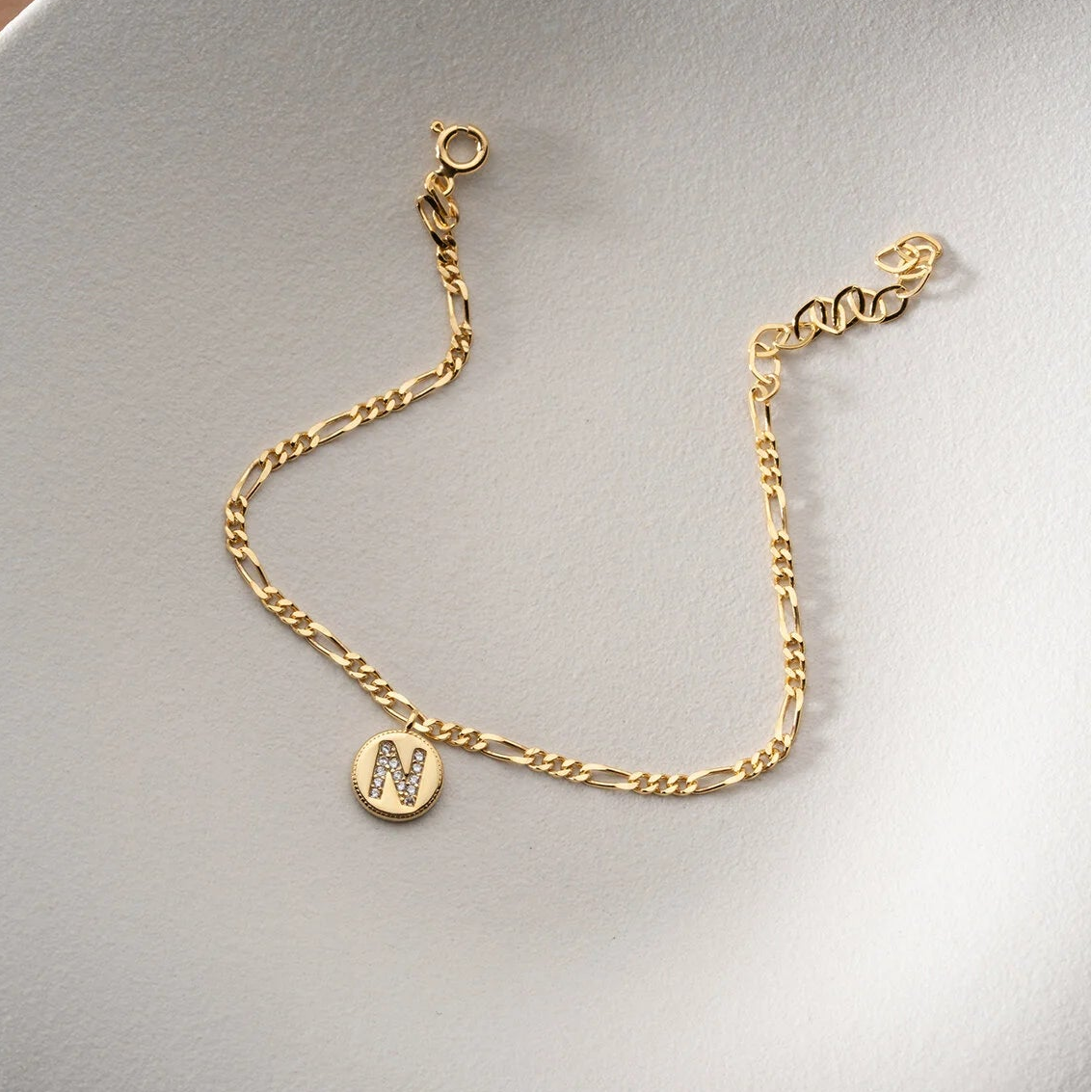 Bracelet Chaîne Figaro avec Initiale | Argent 925