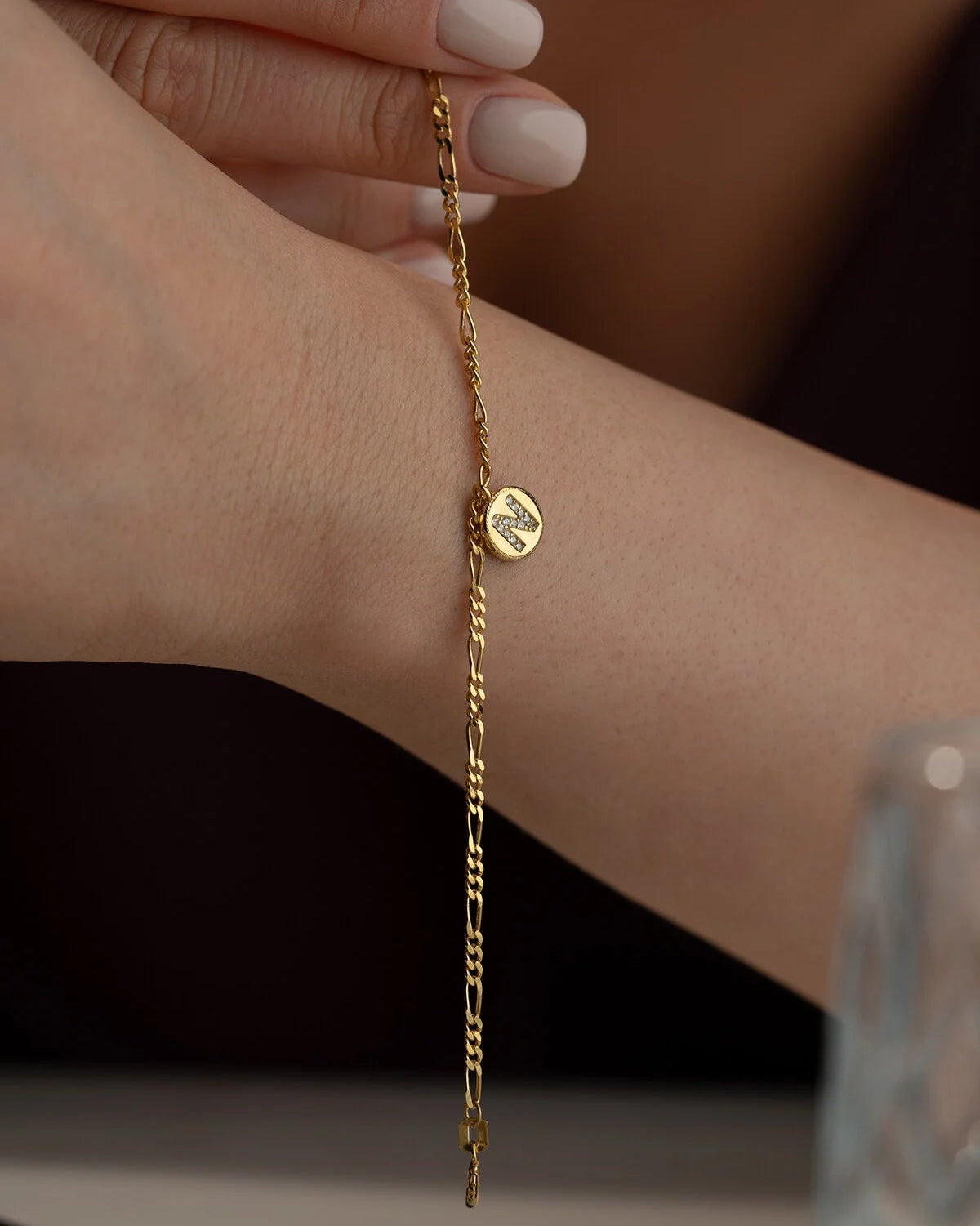 Bracelet Chaîne Figaro avec Initiale | Argent 925