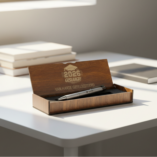 Stylo à bille gravé personnellement dans la boîte en bois - cadeau réussi