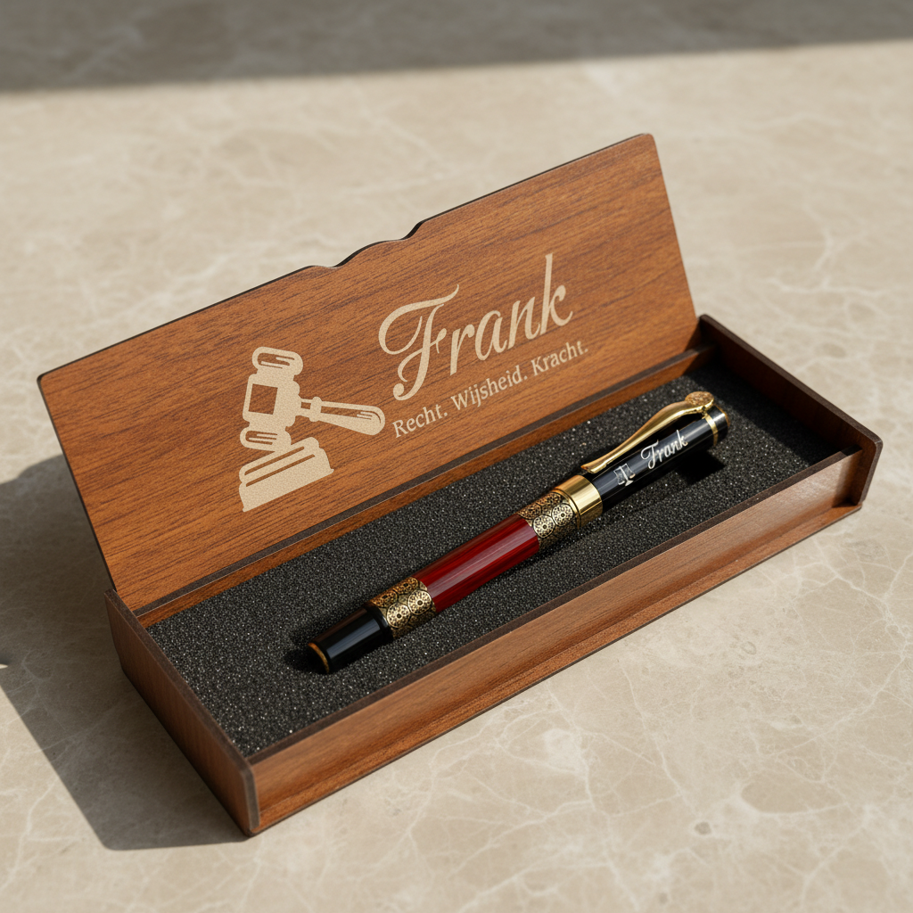Stylo à rouleau gravé personnellement dans la boîte en bois - cadeau des avocats