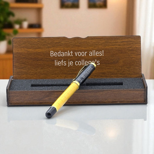 Set d'écriture stylo roller personnalisé avec coffret en bois gravé BLP1214-R