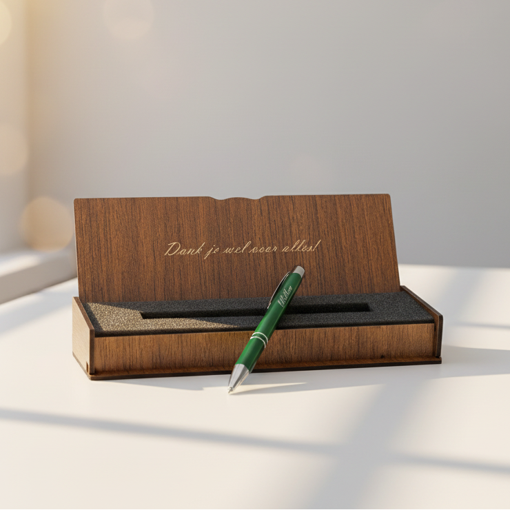 Gepersonaliseerde Balpen - Schrijfset Met Gegraveerde Houten Doos BLP2002GD