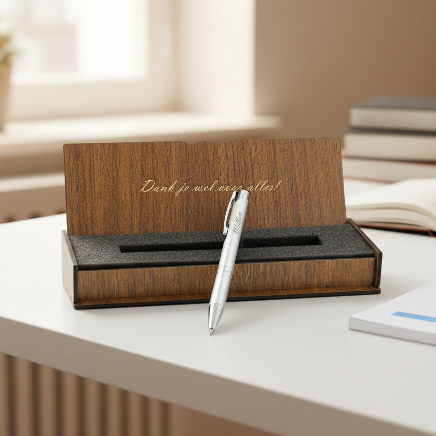 Stylo à bille personnalisé - Ensemble d'écriture avec boîte en bois gravée
