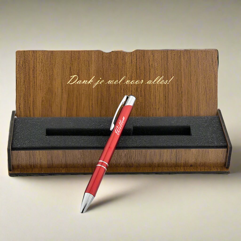 Gepersonaliseerde Balpen - Schrijfset Met Gegraveerde Houten Doos BLP2002RD