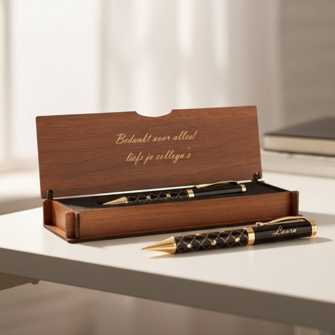 Ensemble de stylos personnalisés - Ensemble d'écriture avec boîte en bois gravée BLP2115