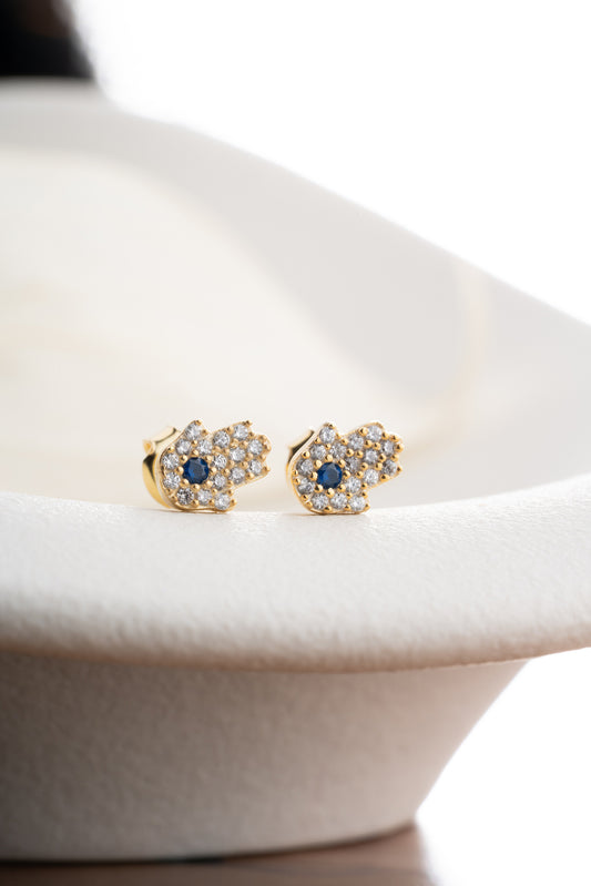 Boucles d'oreilles à la main de Fatima avec un œil