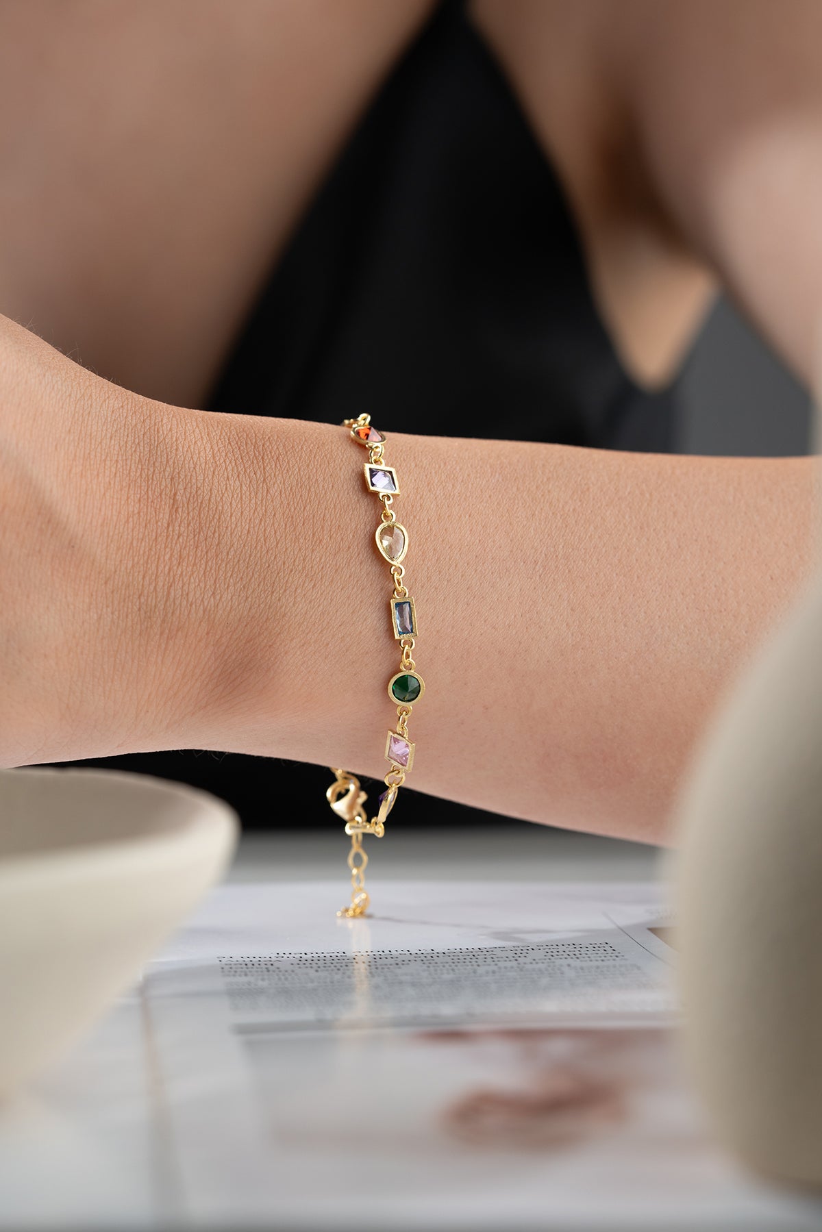 Bracelet en pierre multicolore Serenay - doré