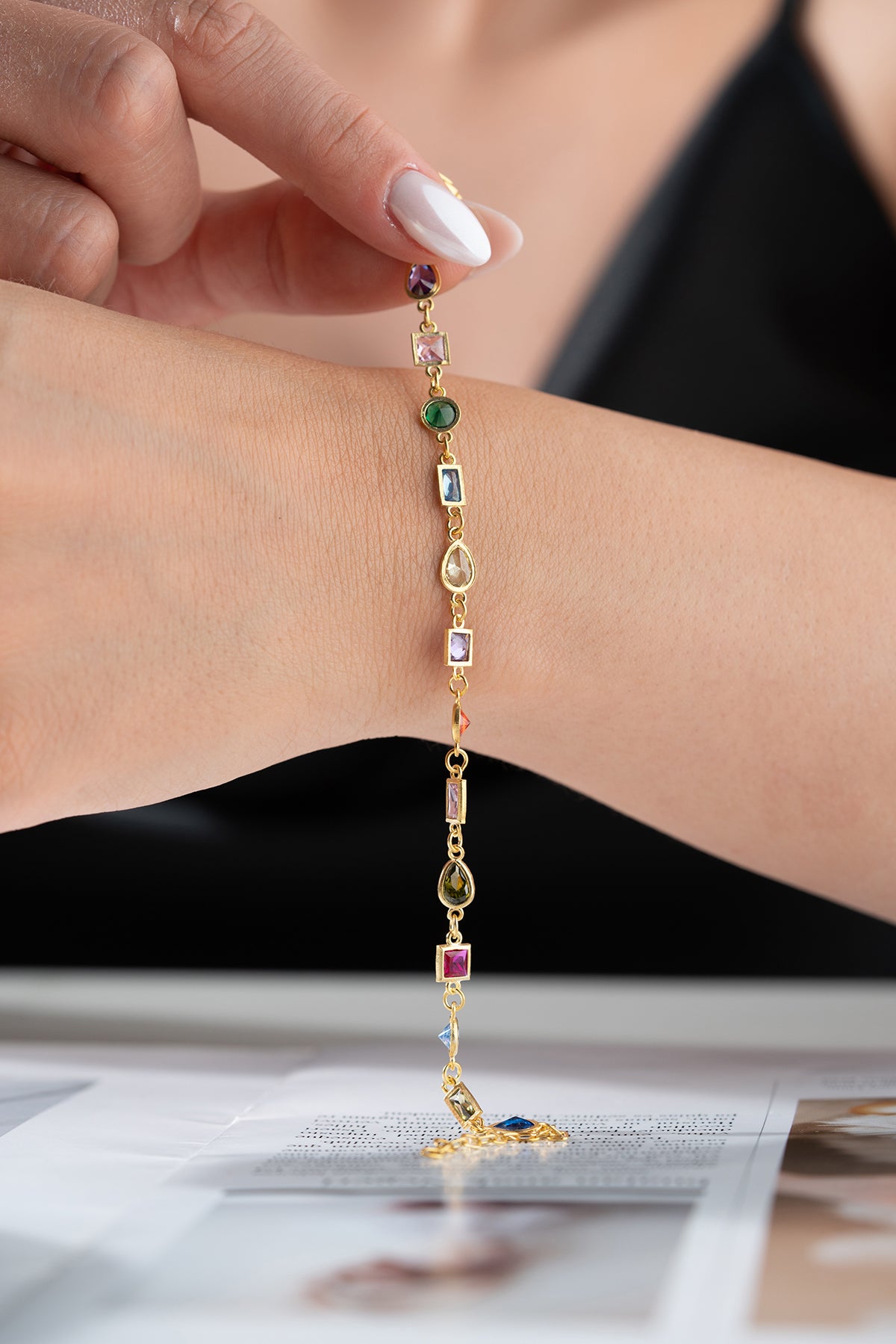 Bracelet en pierre multicolore Serenay - doré