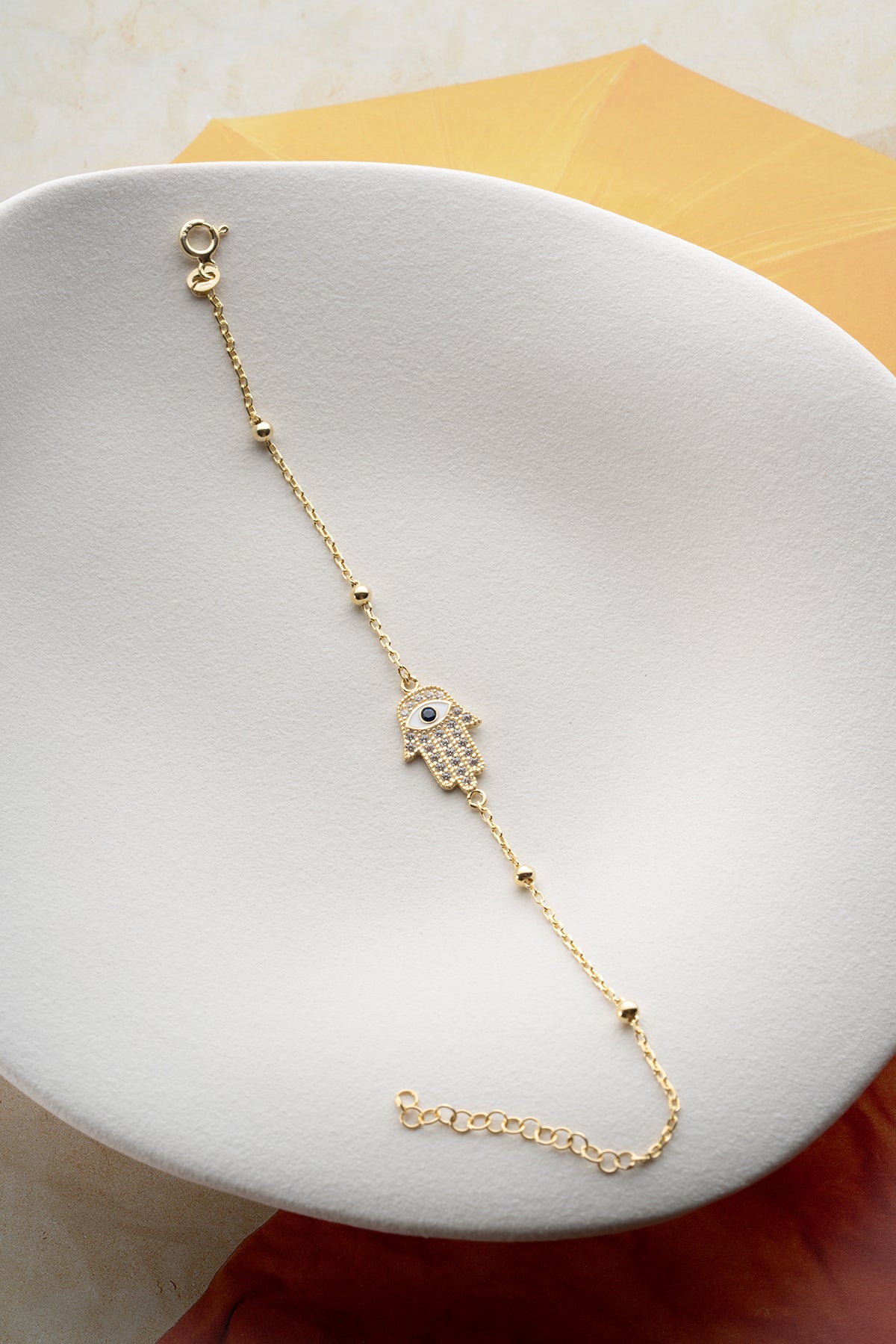 Bracelet plaqué or avec main de Fatima & Œil