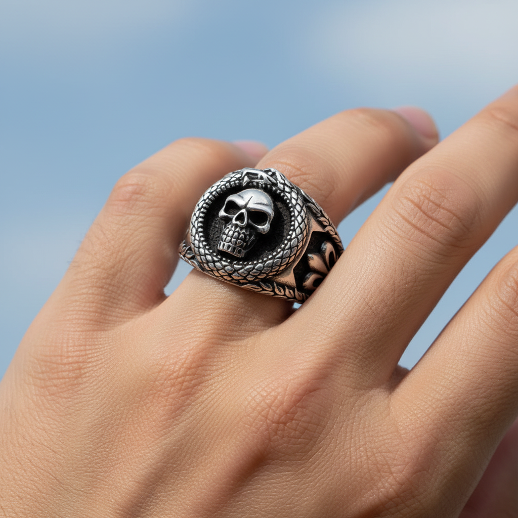 Bague pour homme avec tête de mort fantôme BLTH418