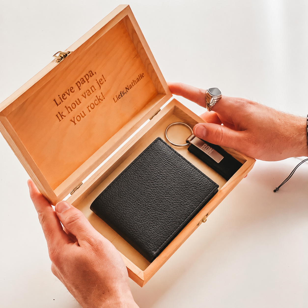 Coffret cadeau personnalisé - Portefeuille - Porte-clés - Coffret cadeau