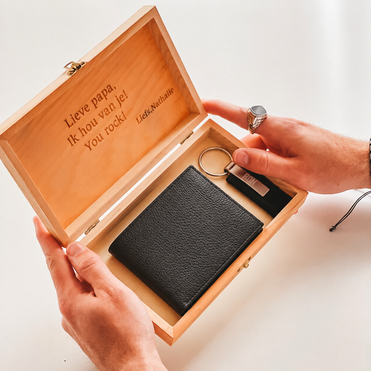 Coffret cadeau personnalisé - Portefeuille - Porte-clés - Coffret cadeau