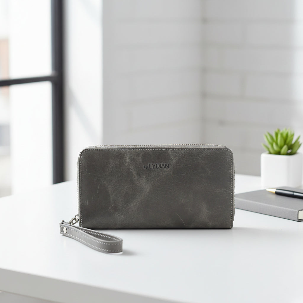 Portefeuille en cuir pour smartphone Gris BLW3034-G