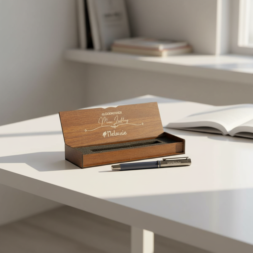 Ensemble de stylo de luxe personnalisé - Boîte en bois gravée - cadeau réussi