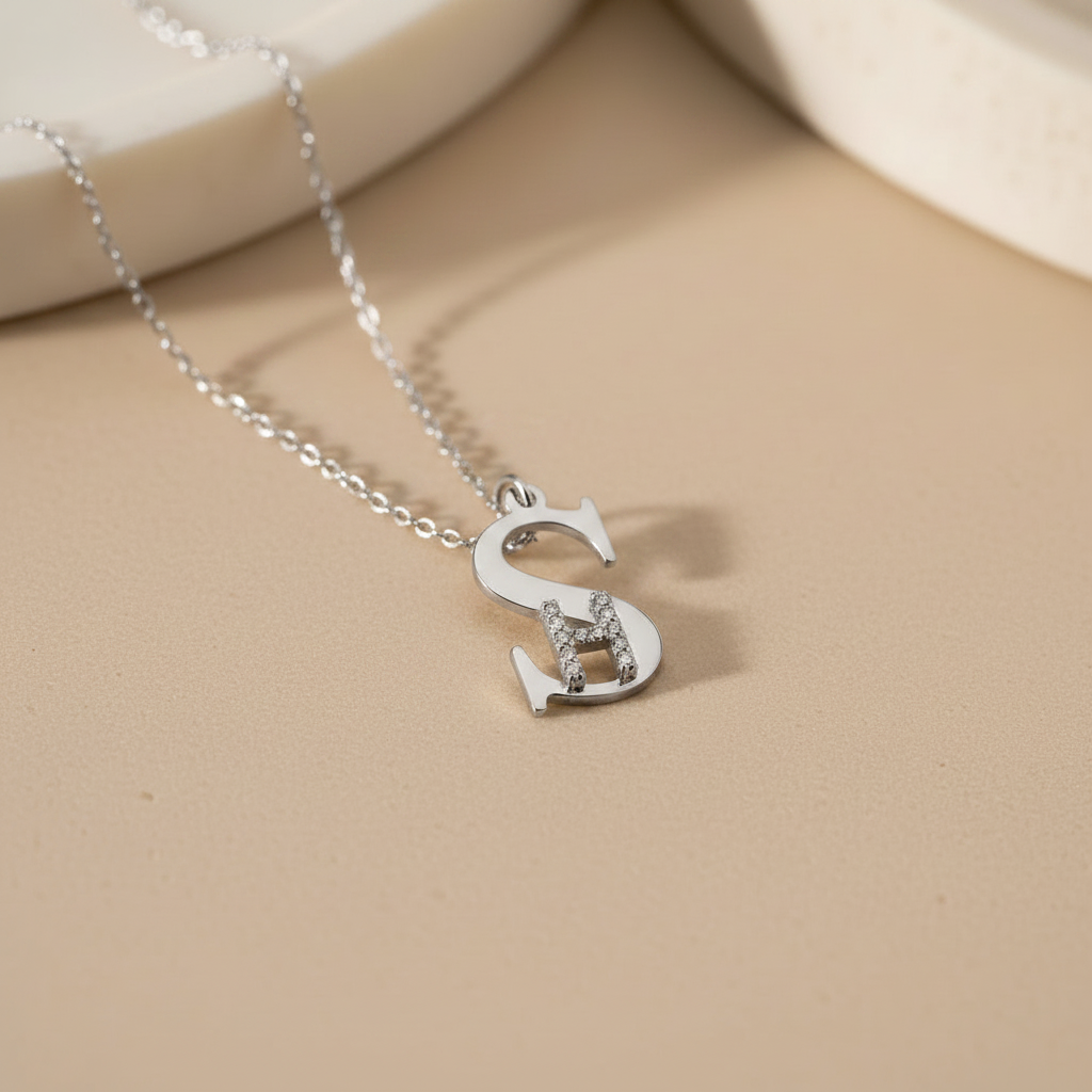 Collier initial personnalisé en argent 925
