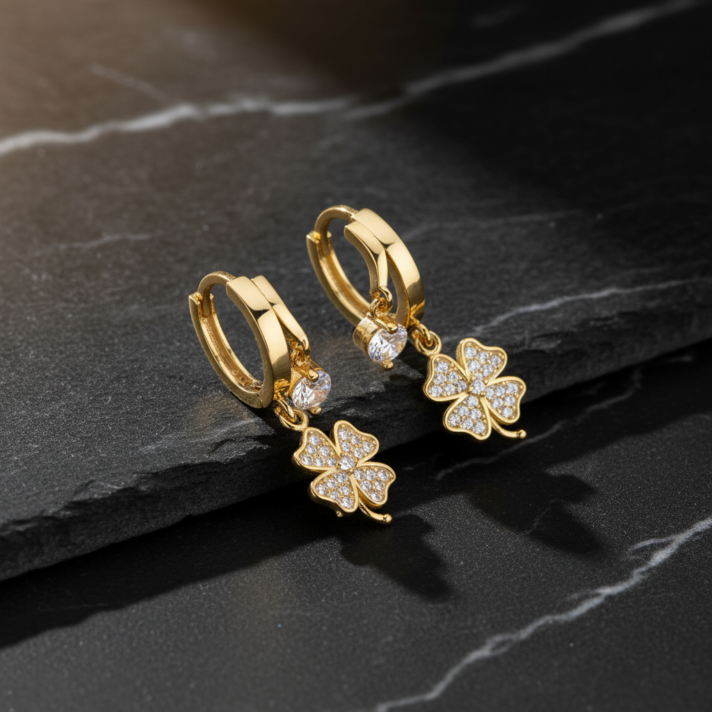 Boucles d’oreilles Trèfle à Quatre Feuilles – Argent 925