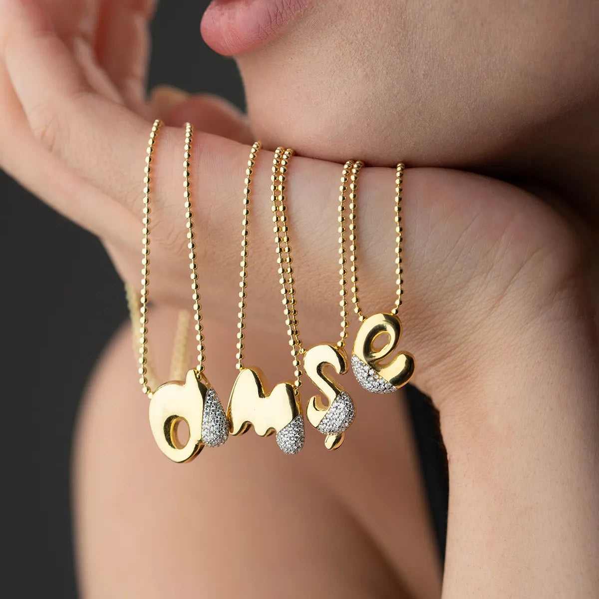 925 chaîne de lettres en argent sterling avec pierres
